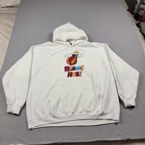 Miami Heat Hoodie Mens 2XL White NBA Basketball Unisex Pullover New With Tags